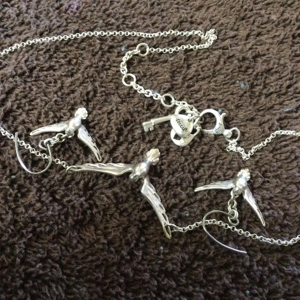 Fossil Bird Necklace and Earring Set - Picture 4 of 4
